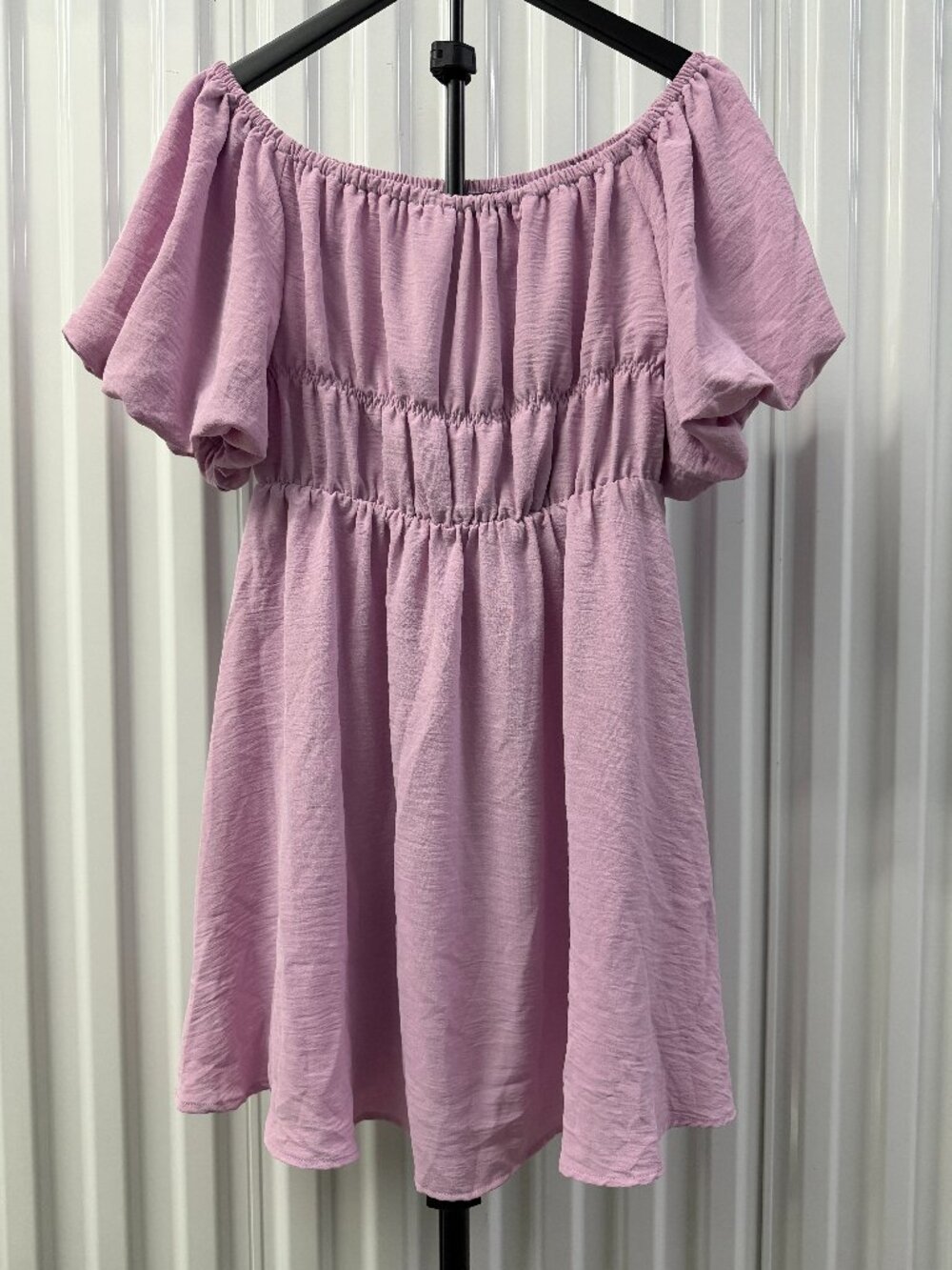 DOKOTOO Lavender Puff Sleeve Babydoll‎ Coquette Mini Dress Womens M Boho 0104